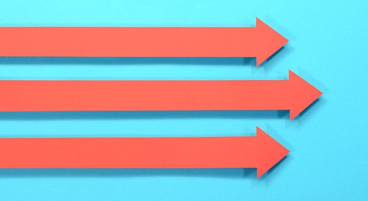 Three arrows are shown in a row on the wall.