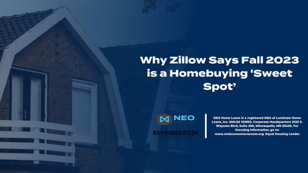 A blue and white photo of a house with the text " why zillow says is a homebuying spot ".