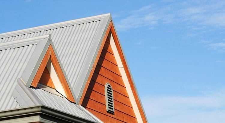 A close up of the roof of a house