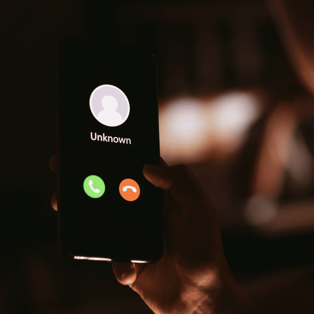 Incoming call from unknown number.