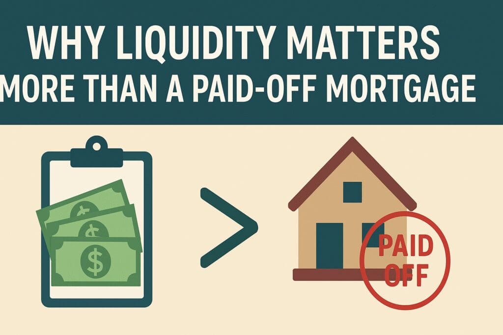 Liquidity prioritized over paid-off mortgage illustration.
