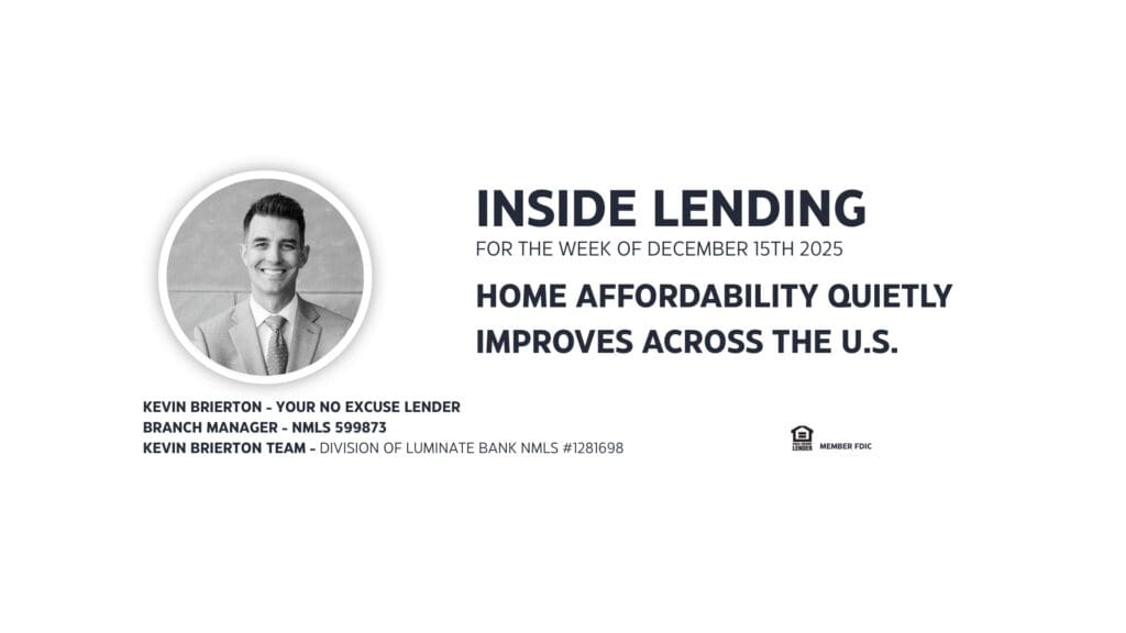 Inside Lending newsletter on home affordability improvements.