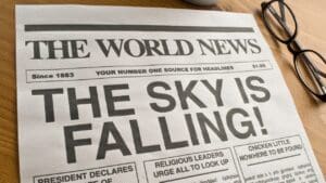 Newspaper headline: "The Sky Is Falling!