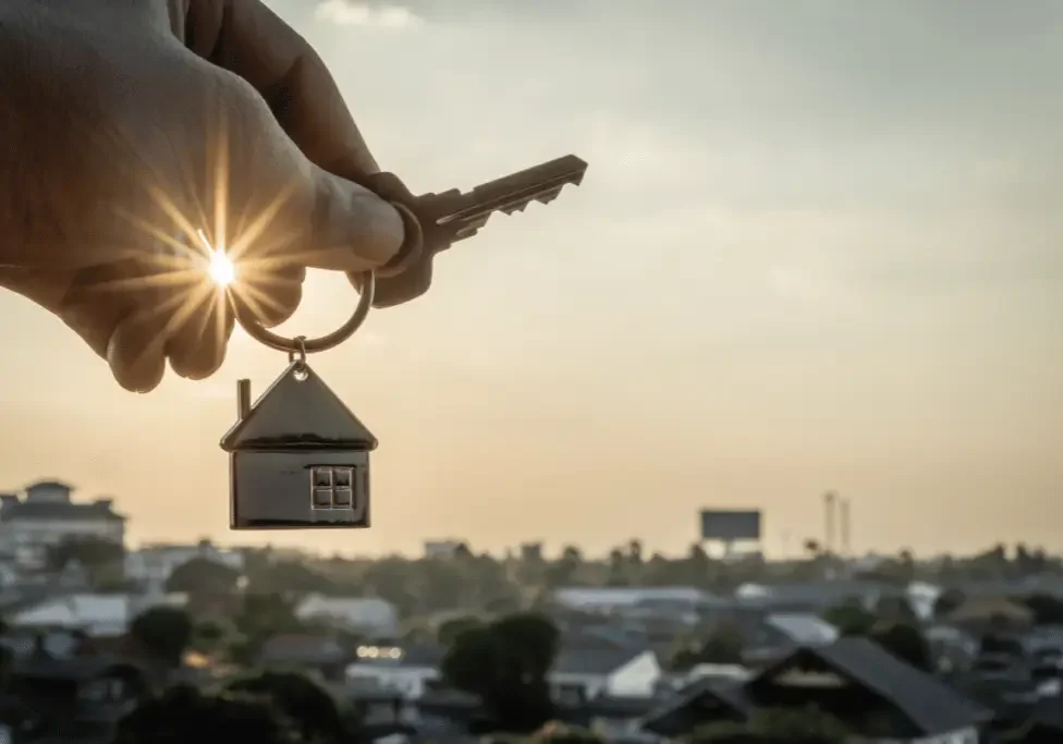 A person holding keys to their new home.