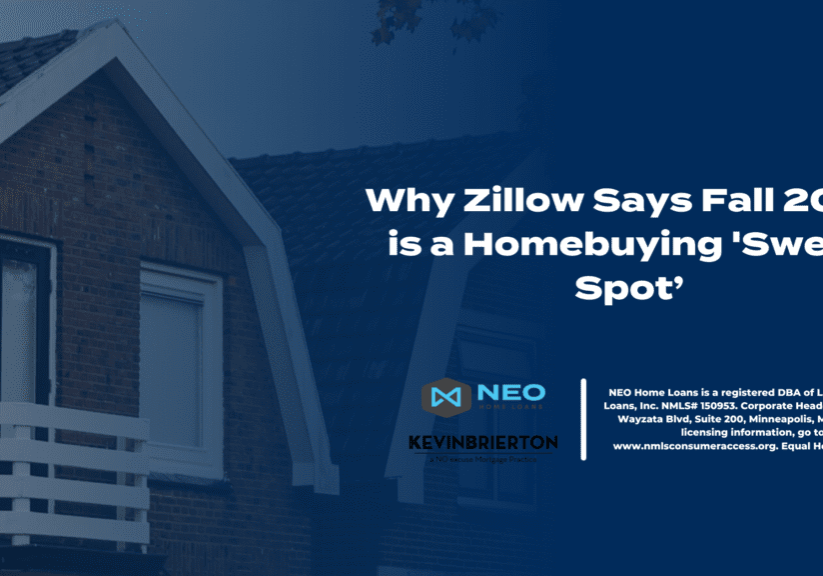 A blue and white photo of a house with the text " why zillow says is a homebuying spot ".